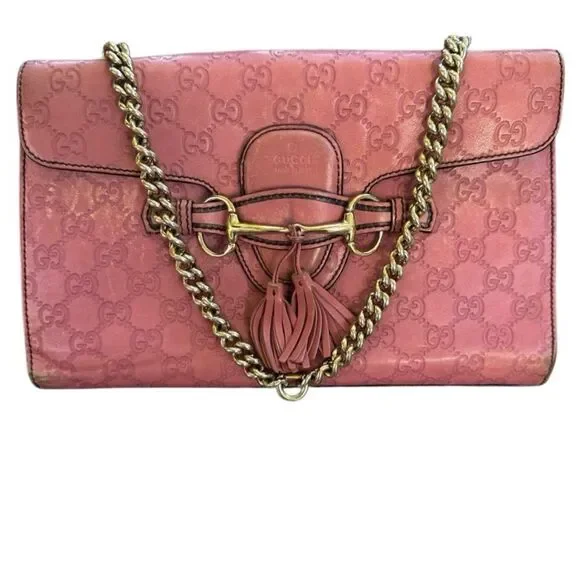 Gucci Pink Leather Emily Clutch with Gold Chain - Picture 2 of 10